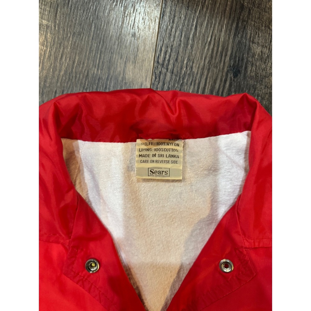 Sears Vintage Coach Jacket Red Nylon Snap‎ Front Lightweight Mens Size XL - Picture 3 of 10